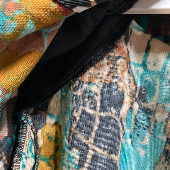 VINTAGE Requirements Corduroy Abstract Art Shacket Jacket Teal Aqua Womens Large - Picture 10 of 14